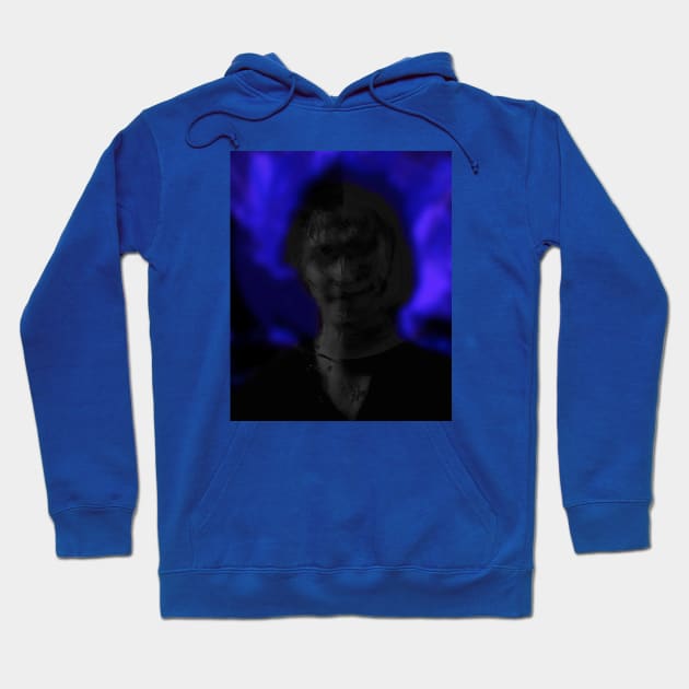 Portrait, digital collage and special processing. Man, like in night dreams. Demon. Gray and blue. Hoodie by 234TeeUser234